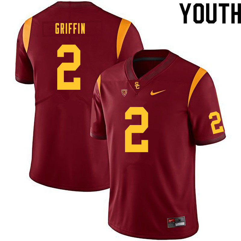 Youth #2 Olaijah Griffin USC Trojans College Football Jerseys Sale-Cardinal